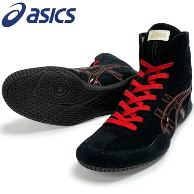Pre-owned Asics Wrestling Shoes 1083a001 Black X Black X Red Successor To Ex-eo Twr900