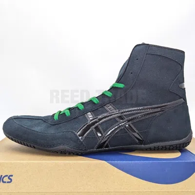 Pre-owned Asics Wrestling Shoes 1083a001 Black/black Lace:green Ex-eo(twr900) Successor