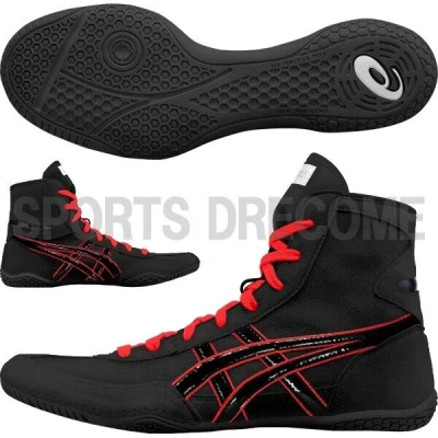 Pre-owned Asics Wrestling Shoes 1083a001 Black/black(red) Ex-eo(twr900) Successor Box