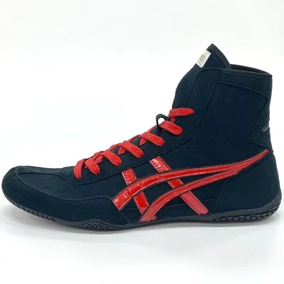 Pre-owned Asics Wrestling Shoes 1083a001 Black/red(edge:black) Ex-eo(twr900) Successor
