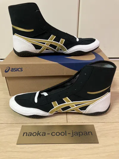 Pre-owned Asics Wrestling Shoes 1083a001 Ex-eo / Black/white/gold Twr900 Successor