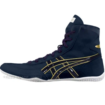 Pre-owned Asics Wrestling Shoes 1083a001 Navy/navy(gold) Ex-eo(twr900) Successor In Navy,gold