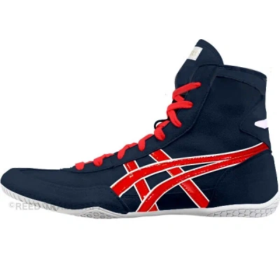 Pre-owned Asics Wrestling Shoes 1083a001 Navy/red(white) Shoelace:red Ex-eo (twr900)