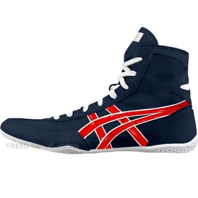 Pre-owned Asics Wrestling Shoes 1083a001 Navy/red(white) Shoelace:white Ex-eo(twr900)