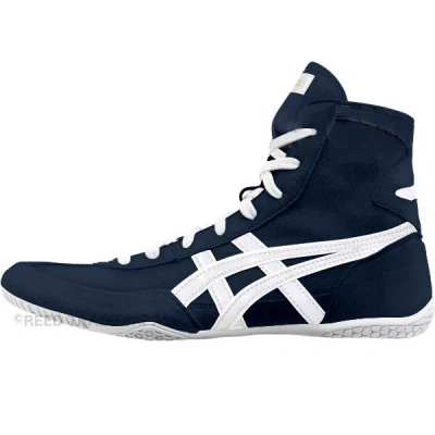 Pre-owned Asics Wrestling Shoes 1083a001 Navy/white Ex-eo(twr900) Successor