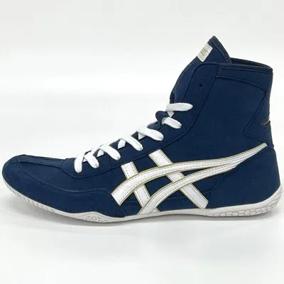 Pre-owned Asics Wrestling Shoes 1083a001 Navy/white(edge:gold) Ex-eo(twr900) Successor