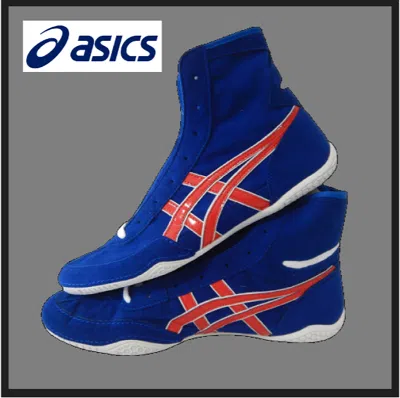 Pre-owned Asics Wrestling Shoes 1083a001 R-blue Red Edge White Ex Eo Model Japan In Royal-blue Red