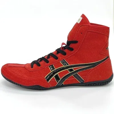 Pre-owned Asics Wrestling Shoes 1083a001 Red/black(edge:gold) Ex-eo(twr900) Successor In Red,black(gold)