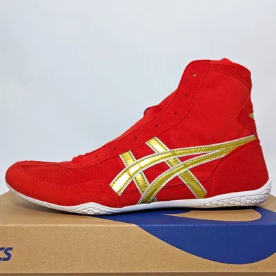 Pre-owned Asics Wrestling Shoes 1083a001 Red/gold(silver) Ex-eo(twr900) Successor