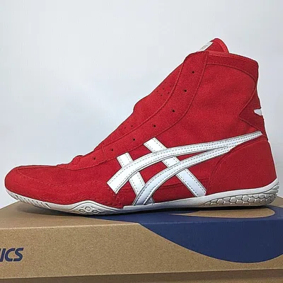 Pre-owned Asics Wrestling Shoes 1083a001 Red/white(edge:silver) Ex-eo(twr900) Successor
