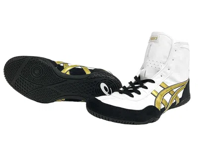 Pre-owned Asics Wrestling Shoes 1083a001 White X Gold Black Edge Successor To  Ex-eo