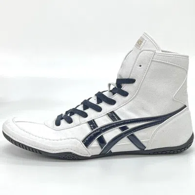 Pre-owned Asics Wrestling Shoes 1083a001 White/navy(silver) Ex-eo(twr900) Successor Aw:wt In White,navy(silver)