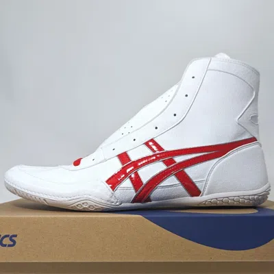 Pre-owned Asics Wrestling Shoes 1083a001 White/red(edge:silver) Ex-eo(twr900) Successor In White,red(silver)