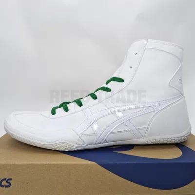 Pre-owned Asics Wrestling Shoes 1083a001 White/white Lace:green Ex-eo(twr900) Successor In White,white(green)