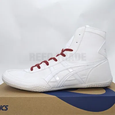 Pre-owned Asics Wrestling Shoes 1083a001 White/white Lace:winered Ex-eo(twr900) Successor In White,white(winered)