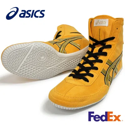 Pre-owned Asics Wrestling Shoes 1083a001 Yellow/gold(black) Ex-eo(twr900) Oki10
