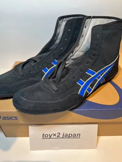 Pre-owned Asics 1083a001  Wrestling Shoes Black×royal Blue Line Edge Gold Ex-eo Successor
