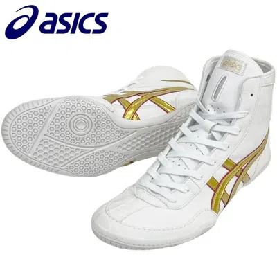Pre-owned Asics Wrestling Shoes, Boxing Shoes 1083a001 White X Gold X Red With Box In Jp