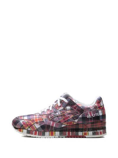 Asics X Comme Des Garçons Plaid-pattern Sneakers In Red