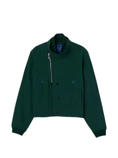 Asics Zip Asymmetric Bomber Jacket In Green