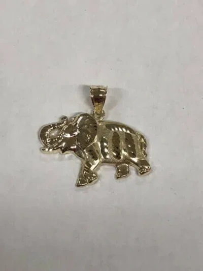 Pre-owned Ask Gold 10k Solid Yellow Gold Elephant Pendent