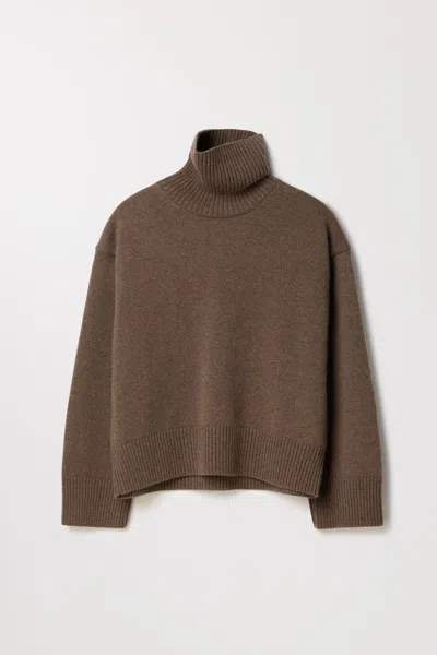 Asket Cashmere Roll Neck Dark Brown Melange - Women