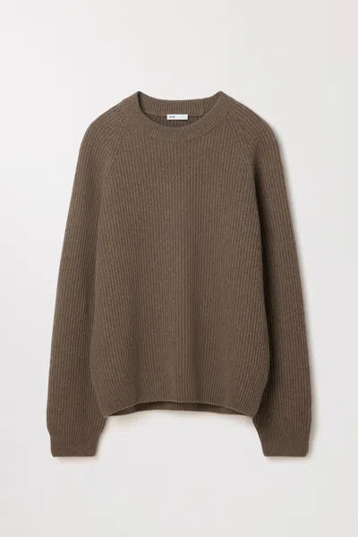 Asket Heavy Wool Sweater Light Brown Melange - Men