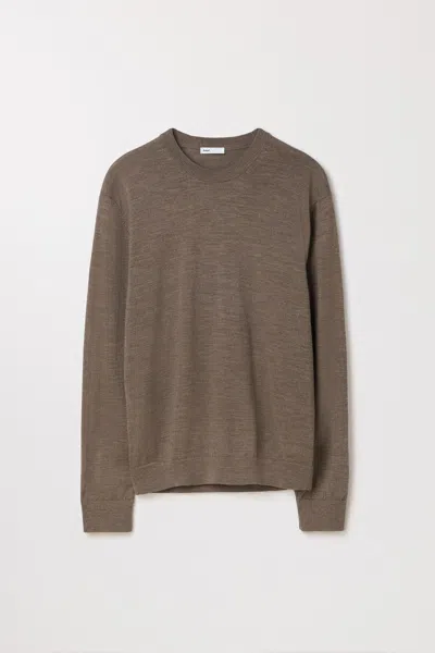Asket Merino Sweater Light Brown Melange - Men