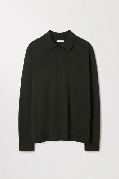 Asket Merino Wool Polo Dark Olive - Men