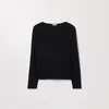 Asket The Long Sleeve Scoop Neck Top Black In Black