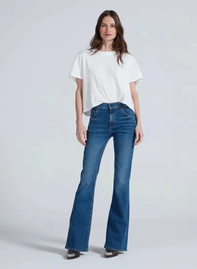 Askk Ny Bond Street Boot Cut Jeans In Paris Wash In Blue