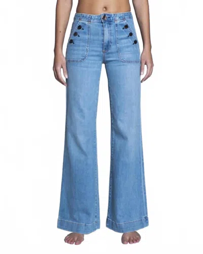 Askk Ny Brickhouse Wide Leg Mid Rise Jean In Harbor