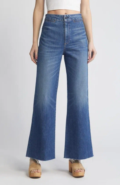 Askk Ny Brighton Raw Hem High Waist Wide Leg Jeans In Daytona