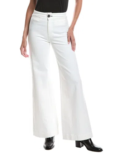 Askk Ny Grey Stripe Linen-blend Wide Leg Jean In White