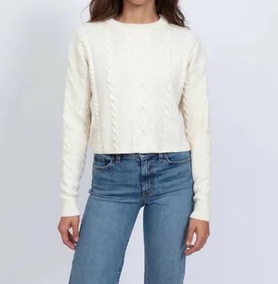 Askk Ny Cable Cropped Crew Sweater In Ivory