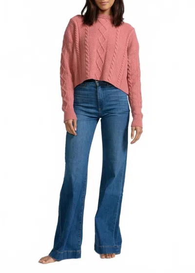 Askk Ny Cable Cropped Crew Sweater In Washed Pink