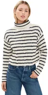 Askk Ny Cable Cropped Crew Sweater Stripe In Stripe
