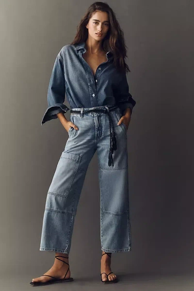 Askk Ny Carpenter High-rise Crop Wide-leg Jeans In Blue