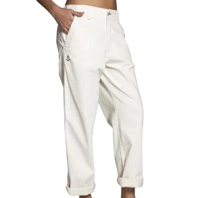 Askk Ny Chino Embroidery Pant In Anchor Cream In White