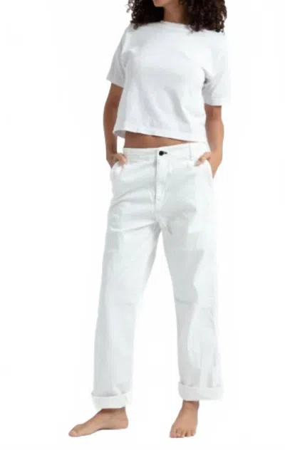 Askk Ny Chino Low Slung Relaxed Pant In Ivory In Multi