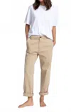Askk Ny Chino Low Slung Relaxed Pant In Khaki In Brown