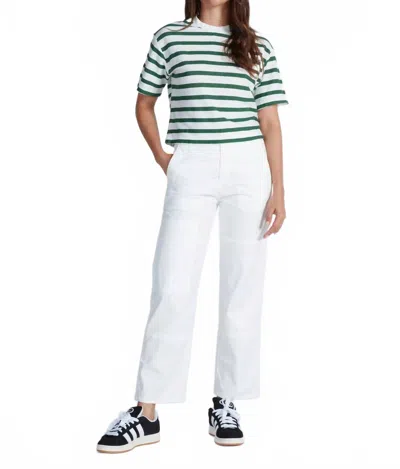 Askk Ny Classic Crewneck Non Cuff Tee In Green Stripe
