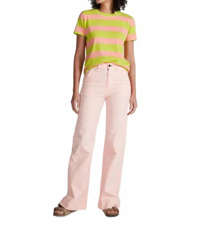 Askk Ny Classic Stripe Tee In Pink And Green Stripe