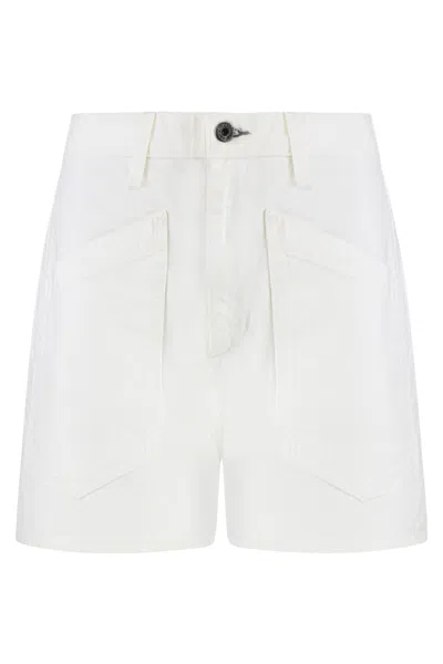 Askk Ny Virginia High Waist Denim Shorts In Ivory Twill
