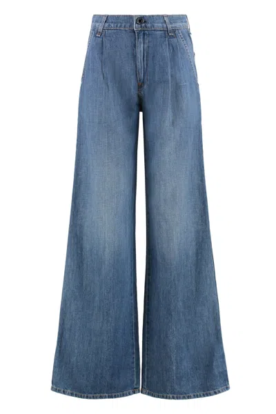 Askk Ny Cotton-linen Cropped Jeans In Blue