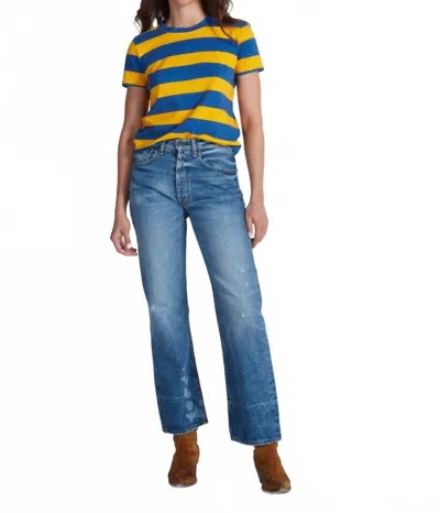 Askk Ny Crew Neck Stripe Tee In Blue/gold In Yellow