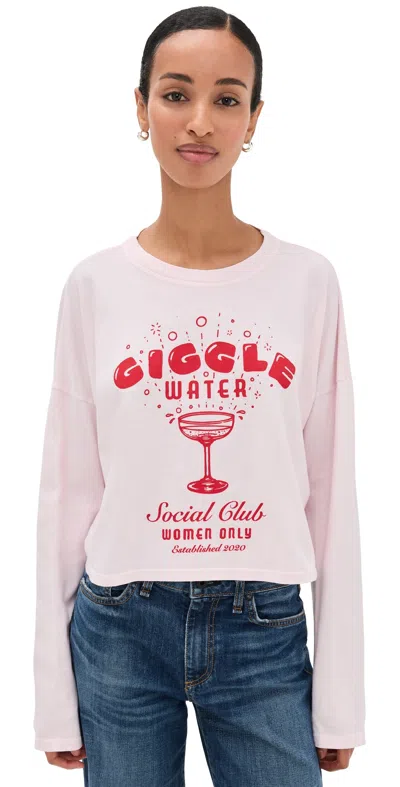 Askk Ny Crop Long Sleeve Tee Giggle Water In Pink