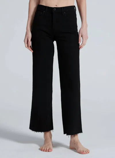 Askk Ny Crop Slim Wide Leg Jeans In Black Resin