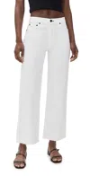 Askk Ny Crop Wide Leg Twill Pant In Ivory In White