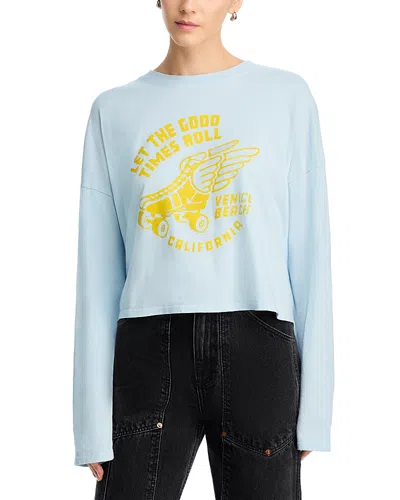 Askk Ny Cropped Graphic Tee In Blue